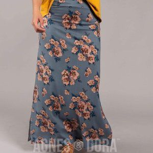 Agnes & Dora™ Side Slit Maxi Skirt Blossom Blues